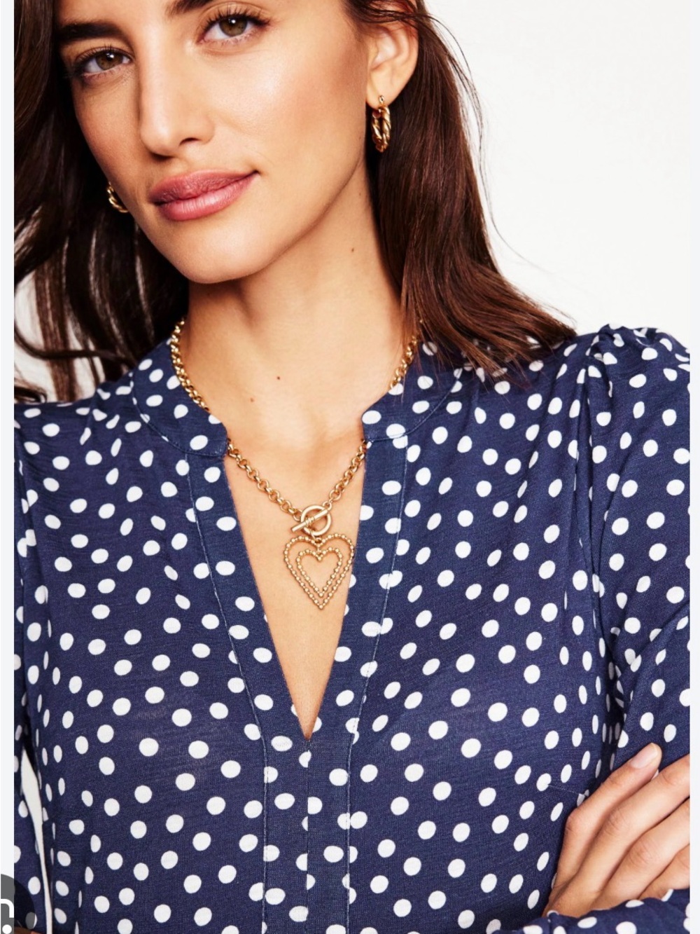 Boden Naomi Relaxed Jersey Dress Navy Polka Dot